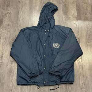 Vintage Screen Stars United Nations Windbreaker Jacket Navy Blue XL